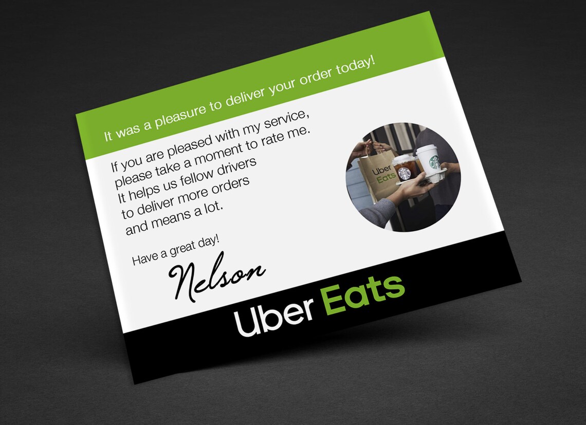 Uber Eats Delivery Driver Thank You Card Personalized Etsy