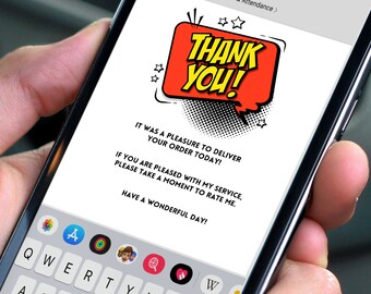 Food delivery thank you note, for good rating, food delivery thank you message
