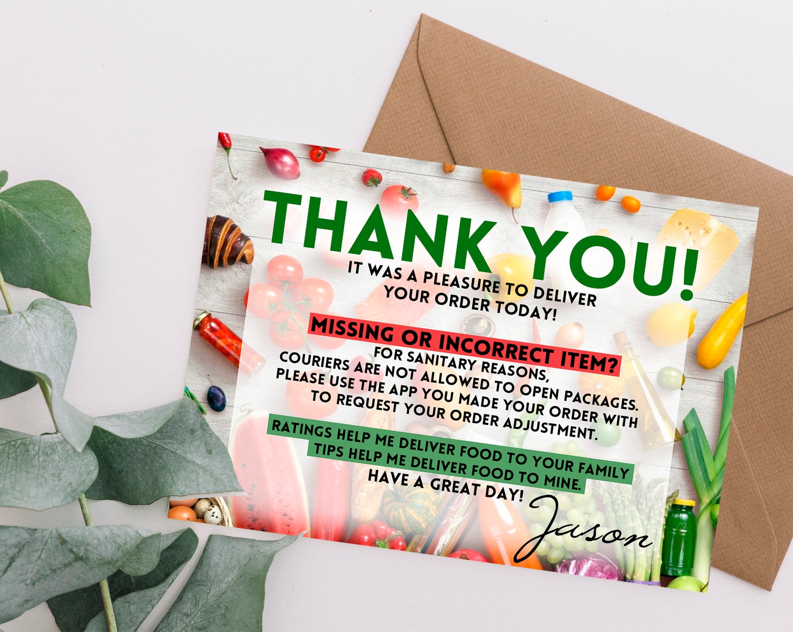 50/100 Personalized Delivery Driver Thank You Cards Etsy