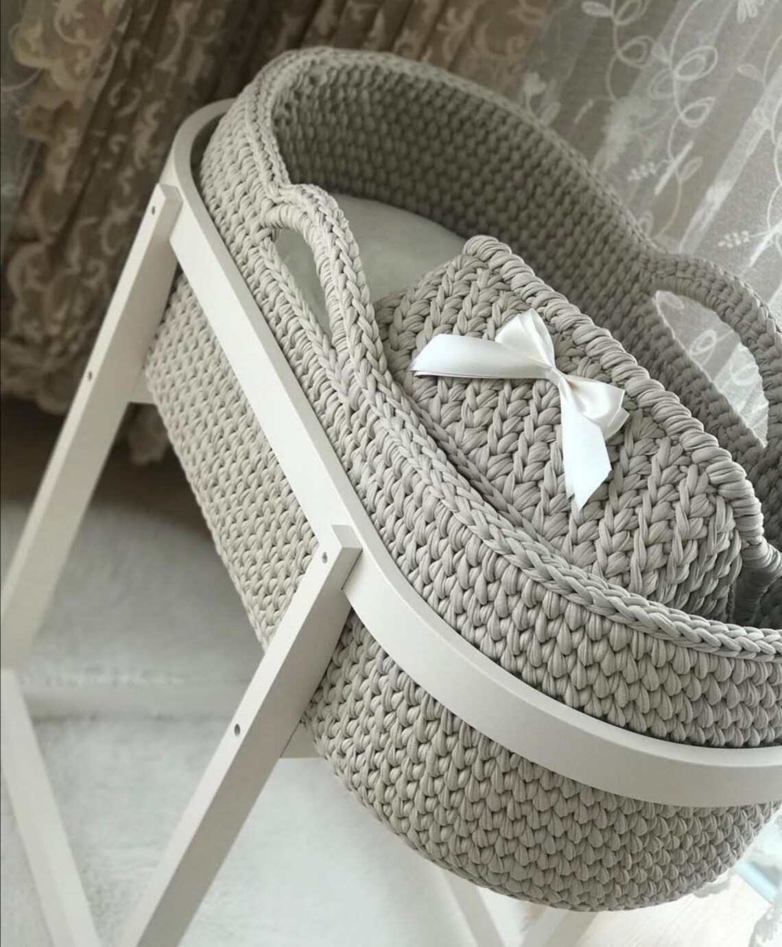 Baby Moses Basket Baby Cradle Basket Crochet Etsy