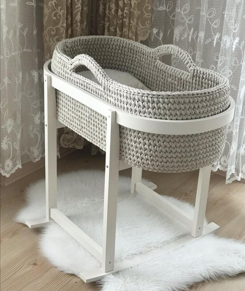 Baby Moses Basket Baby Cradle Basket Crochet Etsy