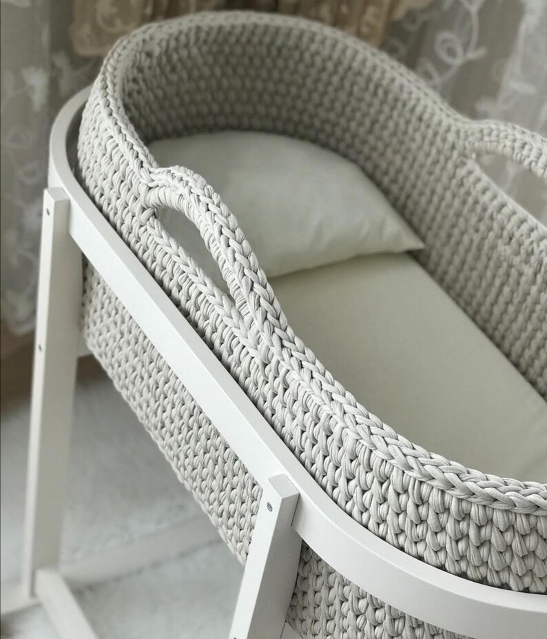 Baby Moses Basket Baby Cradle Basket Crochet Etsy