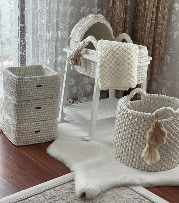 Nursery Basket Crochet Baby Storage Basket Storage Basket Etsy UK