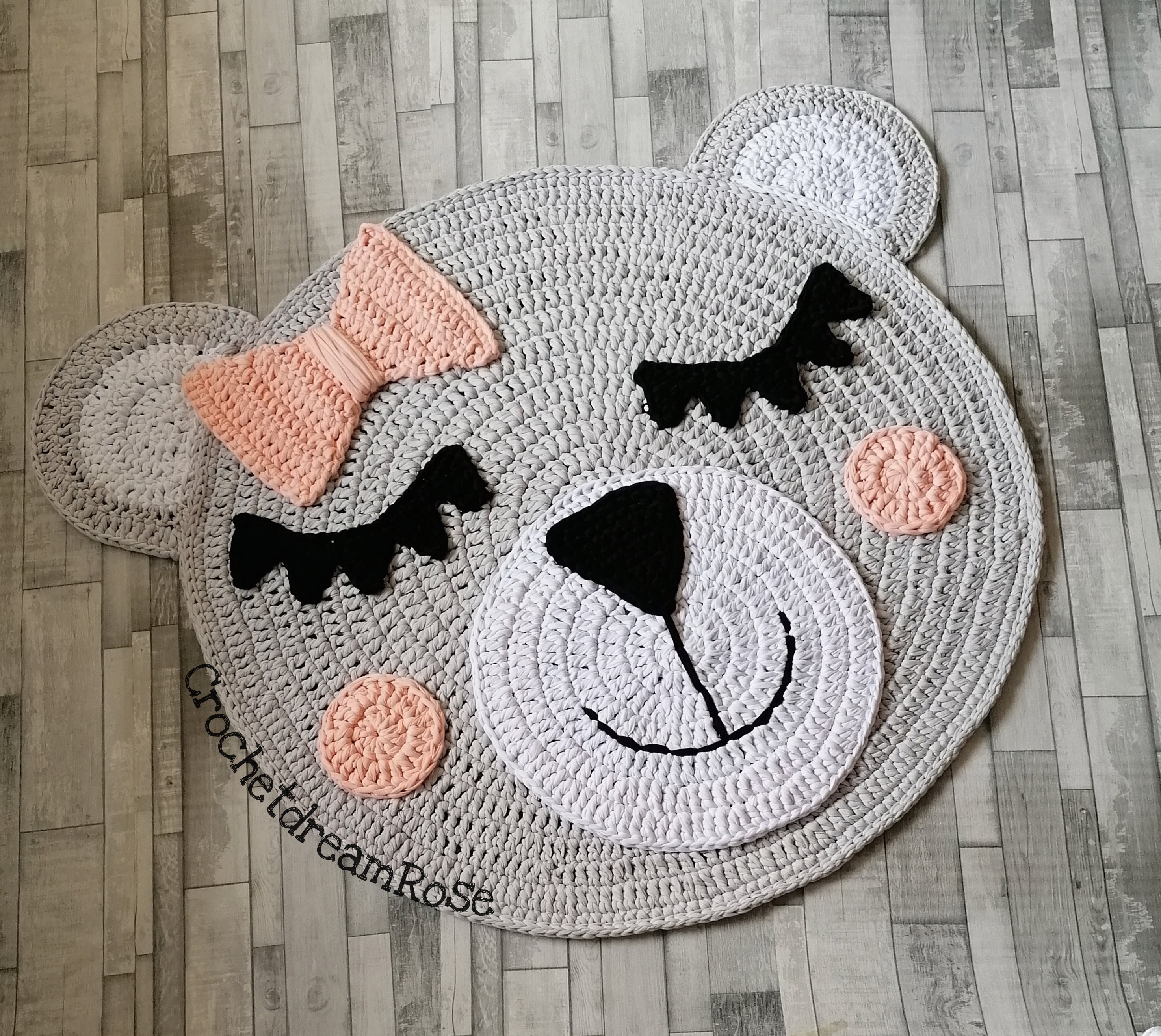 Nursery rug Bärchi / Bear rug / Bear / Teddy crochet rug rug Etsy