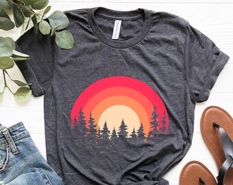 Womens Funny Graphc Sknny Pne Tree Shrt Summer Hkng Campng - View #11