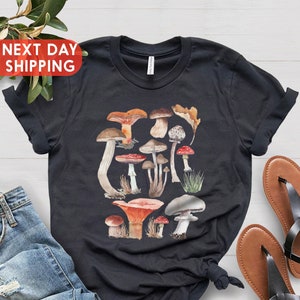 Vintage Illustration Mushroom Decor Art Shirt, Botanical Shirt, Plant Shirt, Mushroom Shirt, Hippie Shirt, Nature Lover