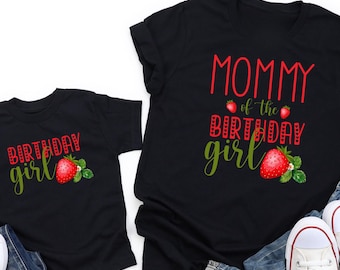 Birthday Family Matching T-Shirt, Strawberry Birthday Shirt, Custom Strawberries Shirt, Mom Dad Sister Brother Birthday Shirt