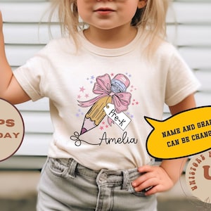 Custom Name Pencil School Shirt, First Grade Shirt, Pre-k Toddler Shirt, Personalized School Shirt, Kids School Shirt, First Day Of School