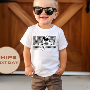 Checkered Mickey Toddler T-Shirt, Mickey Toddler Shirt, Mickey Baby Bodysuit, Retro Mickey Kids Shirt, Mickey Mouse Shirt