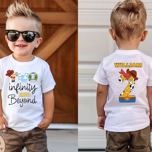 Toy Story Birthday Party Toddler Shirt, Two İnfinity Beyond Birthday Shirt, Birthday Toddler Shirt, Custom Name 2nd Birthday T-Shirts