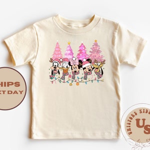 Mickey And Friends Kids Shirt, Pink Tree Toddler Shirt, Disney Christmas Toddler Shirt, Christmas Kids Shirt