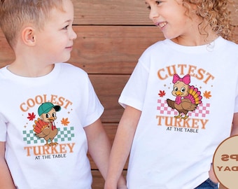 Camiseta de pavo más genial para niño, camiseta de pavo más linda para niña, camiseta de feliz día de acción de gracias, mono de bebé de acción de gracias, camiseta de pavo lindo