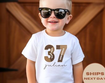 Custom Football Number and Name T-Shirt, Personalized Sports Shirt, Game Day Number Toddler Shirt, School Team Number Shirt