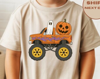 Halloween Monster Truck T-Shirt, Spooky Season Toddler Sweatshirt, Monster Truck Ghost T-Shirt
