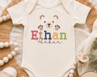 Personalized Bear Baby Onesie®, Custom Baby Name Bodysuit, Bear Paw Name T-Shirt, Baby Shower Gift