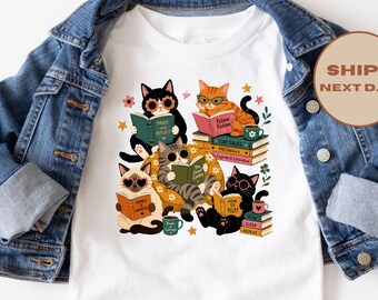 Funny Reading Cats Shirt, Reading Cats T-Shirt, Cute Cat Book Shirt, Cats Toddler Shirt
