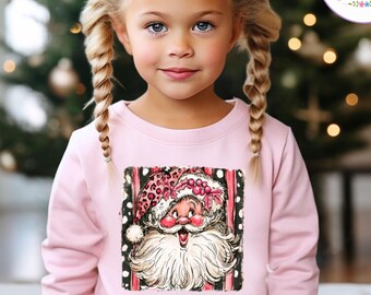 Retro Santa Toddler Sweatshirt, Christmas Santa Sweatshirt, Holiday Party Tee, Happy New Year T-Shirt