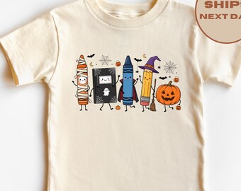 Halloween School Supplies Shirt, Cute Spooky Pencil Tee, Back to School T-Shirt, Halloween Toddler Shirt, Student Fall Season Tee