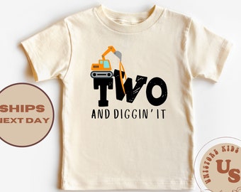 Two and Diggin' It Onesie®, Birthday Kids Shirt, Truck Birthday Toddler Shirt, Birthday Kids Shirt, Birthday Baby Onesie®