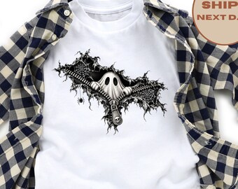 Zipper Ghost T-Shirt, Funny Halloween Kids Shirt, Halloween Toddler Sweatshirt, Spooky Season Toddler Shirt, Halloween Gift