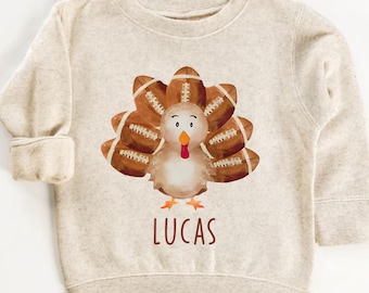 Custom Turkey Sweatshirt, Football Custom Name T-Shirt, Thanksgiving Toddler Shirt, Personalized Turkey Shirt, Thanksgiving Kids Sweater