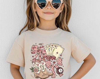 Preppy Cowgirl Toddler T-Shirt, Coquette Bow Shirt, Cowgirl Boots Shirt, Retro Cowgirl Sweatshirt, Western Toddler Shirt