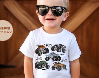 Monster Truck Toddler T-Shirt, Birthday Boy Gift, Cars Kids Shirt, Monster Truck Shirt