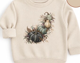 Pumpkin Sweatshirt, Cute Fall Pumpkin T-Shirt, Floral Pumpkin Tee, Pumpkin Season Toddler Shirt, Fall Harvest Shirt