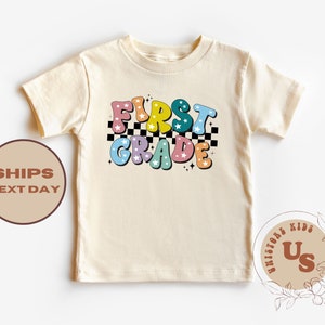 First Grade Shirt, Checkered First Grade T-Shirt, First Day Of School Shirt, First Grade Kids Shirt, 1st Grade Shirt