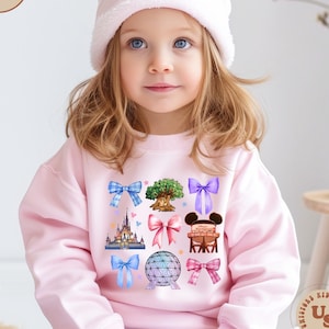 Coquette Bows Disney Trip Toddler Sweatshirt, Magical Kingdom Kids Shirt, Magic Castle Baby Bodysuit, Disney World Toddler T-Shirt