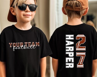 Custom Football T-Shirt, Football Team Name and Number T-Shirt, Game Day Toddler Shirt, Football Sweatshirt, School Sports Tee