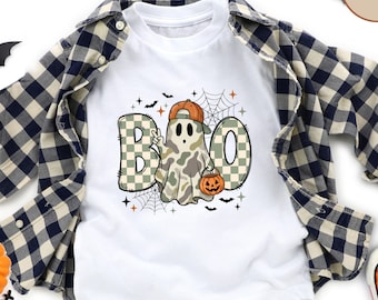 Boo Camo Ghost T-Shirt, Boys Halloween Shirt, Spooky Ghost Sweatshirt