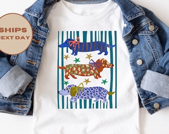 Dachshund Dog Toddler Shirt, Wiener Dog Summer Tee, Dog Lover Gift, Dachshund Dog T-Shirt
