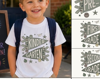Camo Pennant Flag T-Shirt, Back To School Shirt, Grade Matching Tees