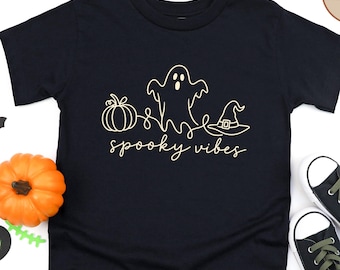 Spooky Vibes T-Shirt, Halloween Ghost Shirt, Toddler Halloween Sweatshirt