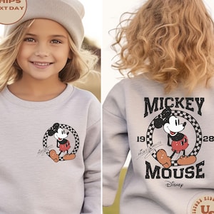 Checkered Mickey Toddler Sweatshirt, Vintage Mickey Kids Shirt, Disney Mickey Toddler Shirt, Mickey Two-Sided Shirt