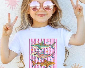 Shark T-Shirt, Kids Summer Shirt, Tropical Ocean Shirt, Beach Vacation Tee