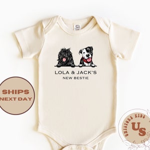 Niestandardowy pies New Bestie Baby Onesie®, Nowa koszulka dla malucha Bestie, Niestandardowy pies Baby Onesie®, Spersonalizowany prezent, Niemowlę i zwierzę Baby Onesie®