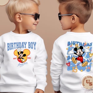 Custom Mickey Birthday Boy Sweatshirt, Disney Birthday Kids Shirt, Mickey Mouse Birthday Toddler Shirt, Personalized Birthday Gift