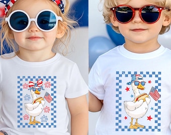 4th Of July Toddler T-Shirt, Boy And Girl Duck Shirt, Happy 4th Of July, American Girls Shirt, American Boys Shirt