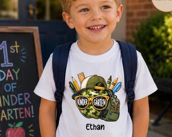 Custom Name Kindergarten T-Shirt, Boy School Shirt, Back To School Gift