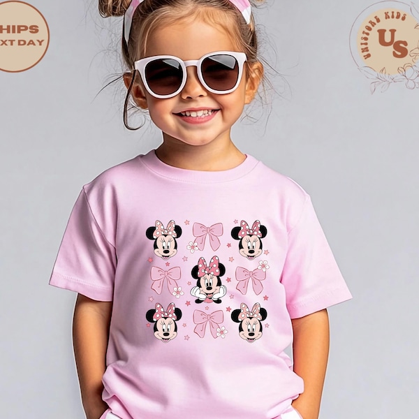 Minnie Coquette Pink Bow Toddler T-Shirt, Minnie Mouse Kids Shirt, Disney Minnie Toddler Tee, Pink Bow Toddler Shirt, Bow Shirt