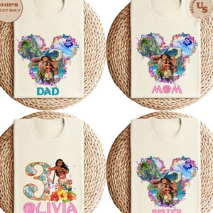 Custom Family Birthday Girl Shirt, Personalized Moana Shirt, Birthday Matching Shirt, Princess Birthday T-Shirt, Disney Birthday Shirt