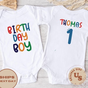 Custom Birthday Boy Baby Onesie®, Birthday Boy Shirt, Custom Name Birthday T-Shirt, Personalized Birthday Gift, Birthday Boy Baby Bodysuit