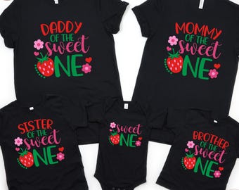 1st Birthday Family Matching T-Shirt, Strawberry Birthday Shirt, Custom Strawberries Shirt, Birthday Mom Dad Sister Brother Birthday Shirt
