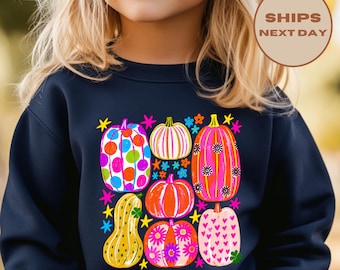 Colorful Pumpkin Patch Sweatshirt, Cute Fall Pumpkin Tee, Cozy Fall Season Shirt, Pumpkin Season Toddler T-Shirt, Thanksgiving Shirt