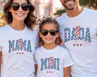 Patriotic Family Matching T-Shirt, Retro 4th Of July Shirt, American Dada Mama Mini Shirt, Family Matching Shirt