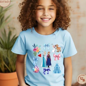 Disney Coquette Elsa And Anna Toddler T-Shirt, Disney Frozen Shirt, Princess Elsa Shirt, Sister Gift, Coquette Bow Shirt