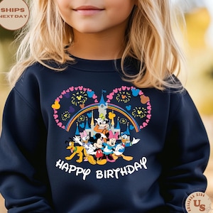 Happy Birthday Toddler Sweatshirt, Mickey And Friends Birthday Shirt, Magical Kingdom Birthday Tee, Mickey Birthday T-Shirt