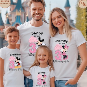 Disney Birthday Girl Shirt, Custom Minnie Birthday Shirt, Family Matching Birthday Shirt, Name And Age Shirt, Minnie Birthday Girl Shirt